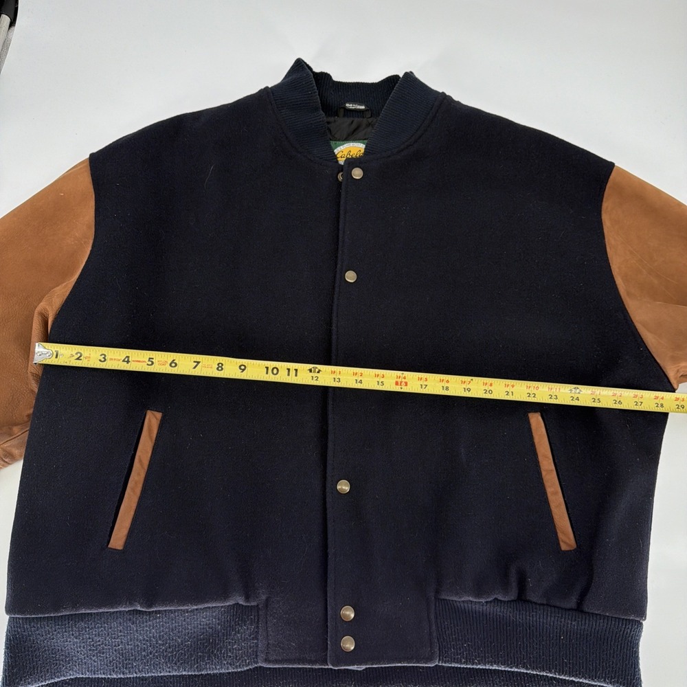 Cabela's Jacket Mens 2XL Blue Wool Leather Varsity Snap Outdoor Canada Hunting - Picture 9 of 16